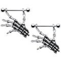 14G 3/4 Skeleton Hand Dangle Nipple Shield Set