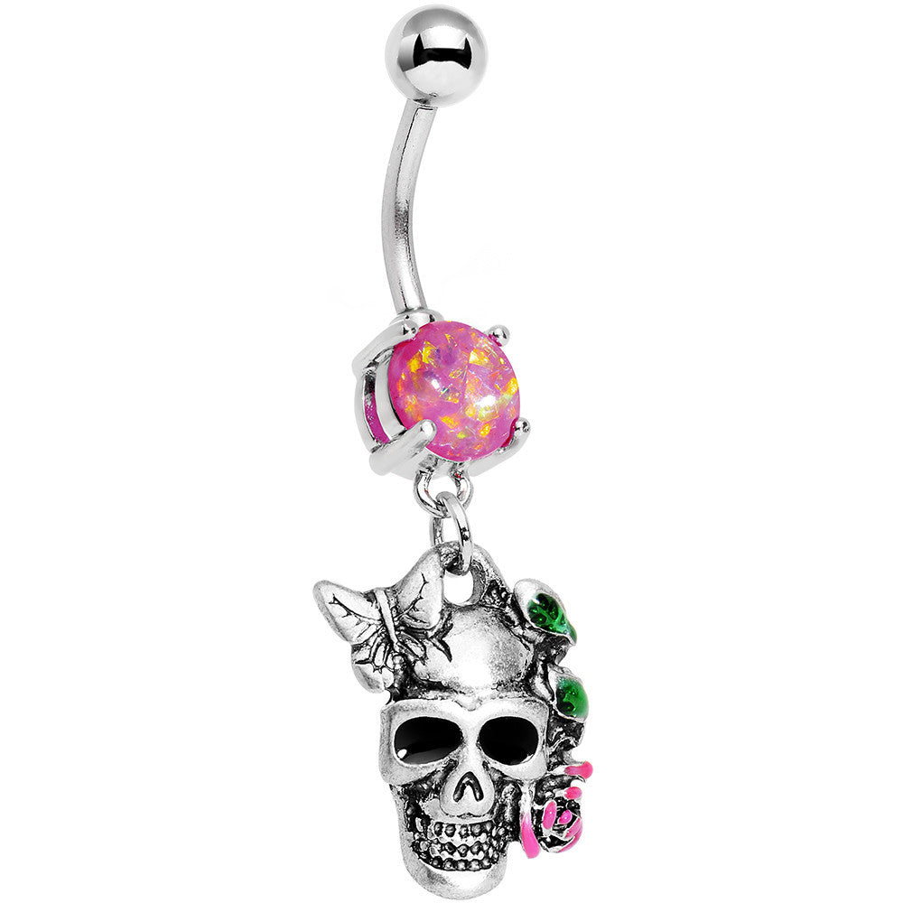 SKULL & ROSES Dangle Belly Ring