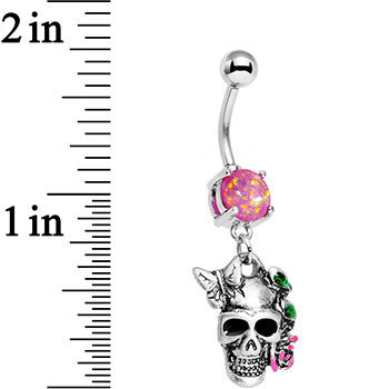 SKULL & ROSES Dangle Belly Ring