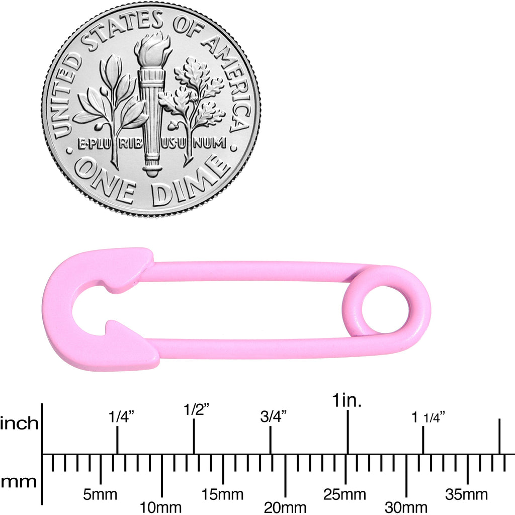 14G 3/4 Pink Matte Punk Rock Safety Pin Barbell Nipple Ring Set