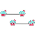 14G 9/16 Sweet Happy Cupcake Barbell Nipple Ring Set