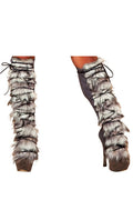 FLUFFY LACE UP LEG WARMERS