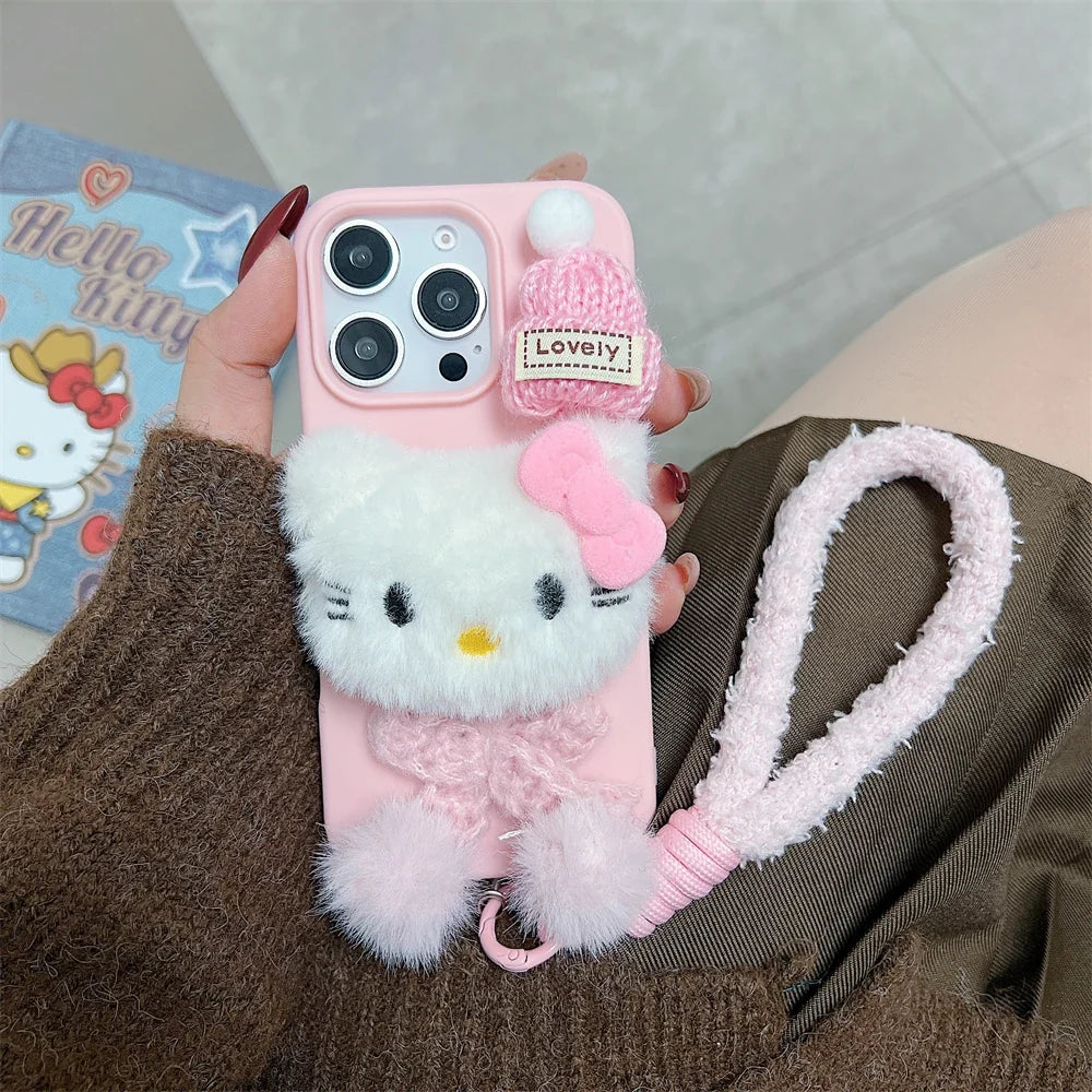 FLUFFY KITTY WRISTLET PHONE CASE