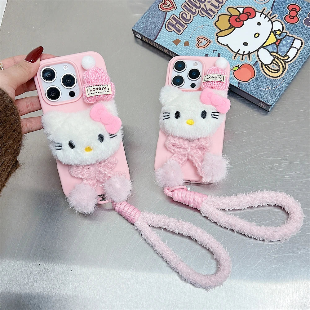 FLUFFY KITTY WRISTLET PHONE CASE