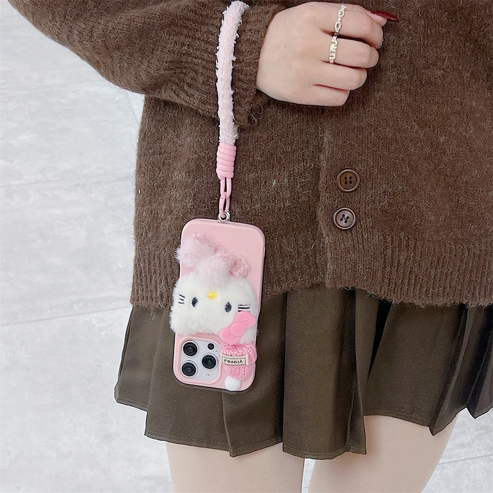 FLUFFY KITTY WRISTLET PHONE CASE