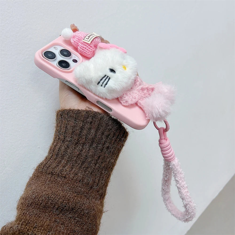 FLUFFY KITTY WRISTLET PHONE CASE