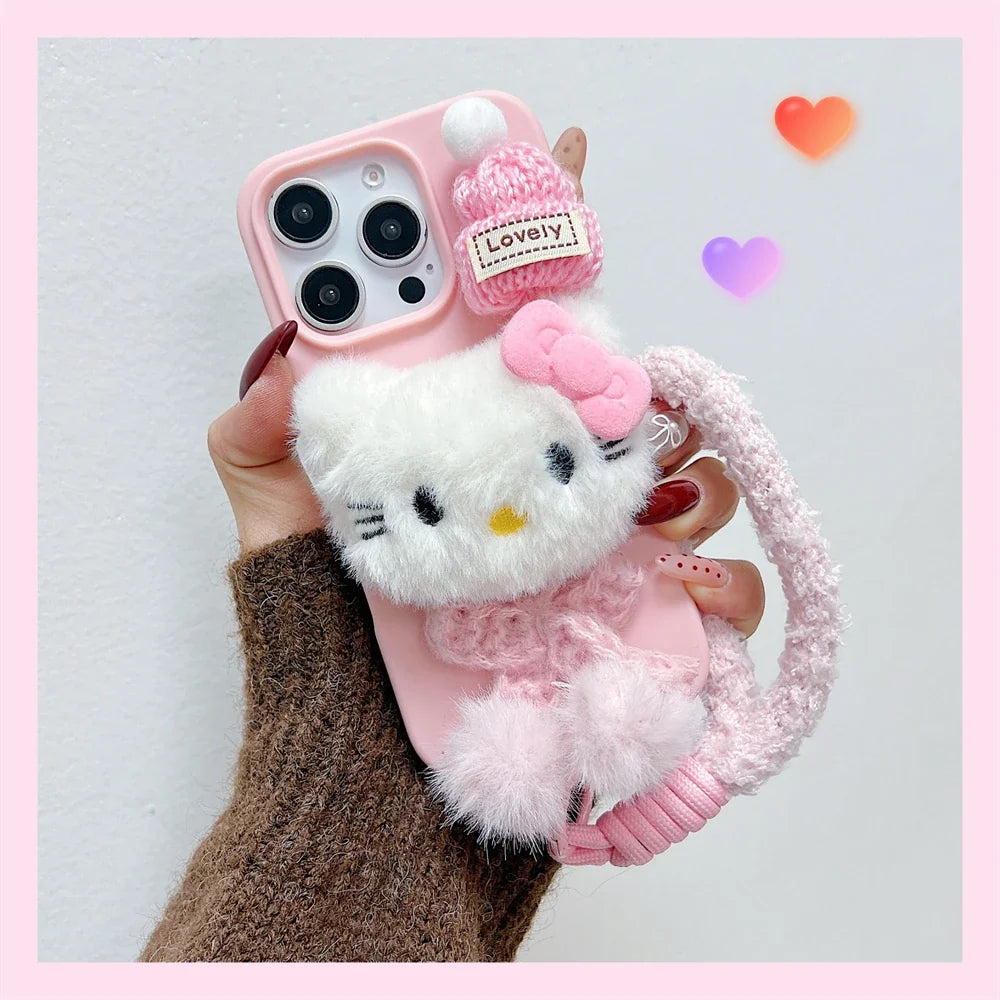 FLUFFY KITTY WRISTLET PHONE CASE